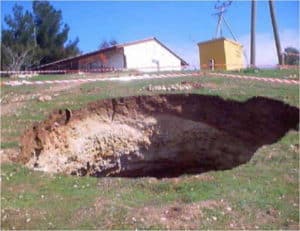 a sinkhole in yard