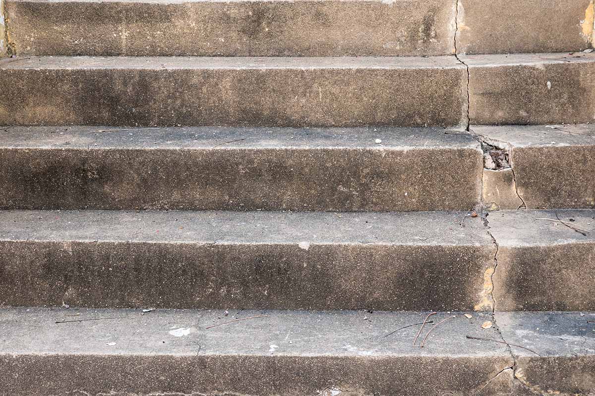 cracked cement stairs