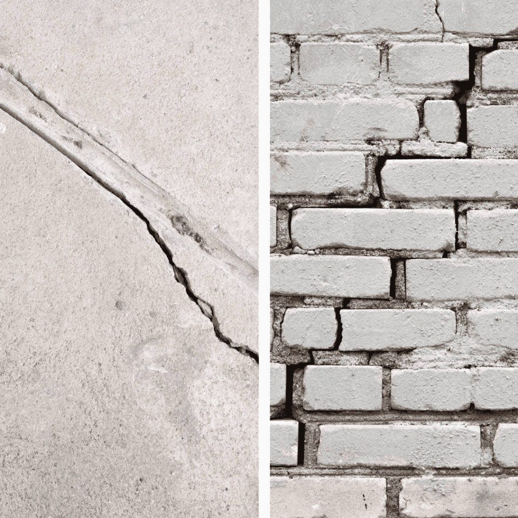 cracks in two types of foundation walls