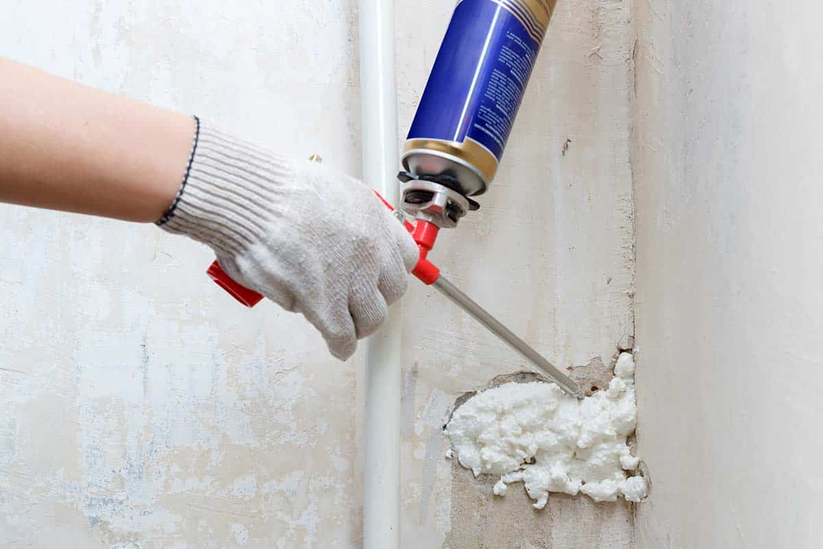 epoxy spray foam in foundation corner