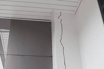 Crack that runs up to ceiling in wall